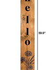 59" Black And Natural Solid Wood Wildflowers Hello Porch Sign