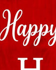 47" Red And White Solid Wood Happy Holidays Christmas Reindeer Porch Sign