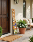 47" Green Natural And White Solid Wood Welcome Porch Sign