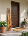 47" Black And Natural Solid Wood Welcome Porch Sign