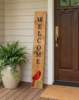 59" Black And Natural Solid Wood Welcome Porch Sign