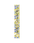 59" Black Blue Cream And Green Solid Wood Daisies Welcome Porch Sign