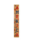47" Natural Red And Blue Solid Wood God Bless America Porch Sign