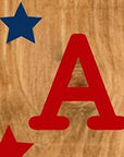 47" Natural Red And Blue Solid Wood God Bless America Porch Sign