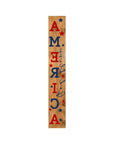 47" Natural Red And Blue Solid Wood God Bless America Porch Sign