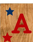 47" Natural Red And Blue Solid Wood God Bless America Porch Sign