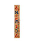 47" Natural Red And Blue Solid Wood God Bless America Porch Sign