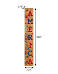 47" Natural Red And Blue Solid Wood God Bless America Porch Sign