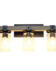 22" Gray Wood Metal And Glass Three Light Bath Bar Vanity Light
