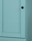 36" Aqua Solid Wood Adjustable Three Tier Library Bookcase with One Door