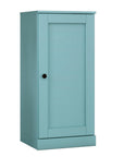 36" Aqua Solid Wood Adjustable Three Tier Library Bookcase with One Door