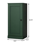 36" Green Solid Wood Adjustable Three Tier Library Bookcase with One Door