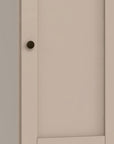 36" Beige Solid Wood Adjustable Three Tier Library Bookcase with One Door