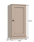 36" Beige Solid Wood Adjustable Three Tier Library Bookcase with One Door