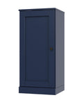 36" Navy Blue Solid Wood Adjustable Three Tier Library Bookcase with One Door