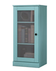 36" Aqua Solid Wood Adjustable Three Tier Library Bookcase with One Door
