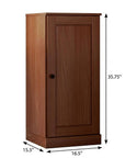36" Coffee Solid Wood Adjustable Three Tier Library Bookcase with One Door