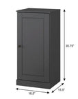 36" Gray Solid Wood Adjustable Three Tier Library Bookcase with One Door