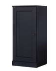 36" Black Solid Wood Adjustable Three Tier Library Bookcase with One Door