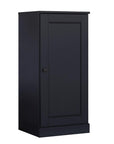 36" Black Solid Wood Adjustable Three Tier Library Bookcase with One Door