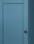 36" Teal Blue Solid Wood Adjustable Three Tier Library Bookcase with One Door