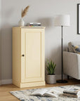 36" Yellow Solid Wood Adjustable Three Tier Library Bookcase with One Door