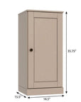 36" Beige Solid Wood Adjustable Three Tier Library Bookcase with One Door