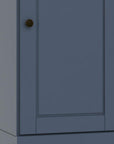36" French Blue Solid Wood Adjustable Three Tier Library Bookcase with One Door