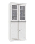 72" White Solid Wood Adjustable Six Tier Library Bookcase with Four Doors