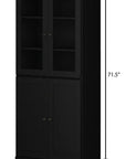 72" Black Solid Wood Adjustable Six Tier Library Bookcase with Four Doors
