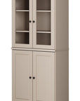 72" Beige Solid Wood Adjustable Six Tier Library Bookcase with Four Doors