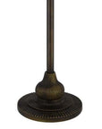 62" Bronze Metal Two Light Floor Lamp With Bone Green And Orange Abstract Tiffany Glass Empire Shade