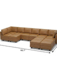 Brown Faux Leather Modular Twelve Piece Storage Sectional With Ottomans
