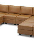 Brown Faux Leather Modular Twelve Piece Storage Sectional With Ottomans