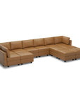 Brown Faux Leather Modular Twelve Piece Storage Sectional With Ottomans