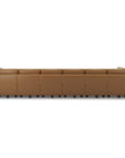 Brown Faux Leather Modular Twelve Piece Storage Sectional With Ottomans