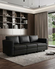 79" Black Faux Leather Modular Sofa And Storage