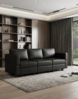 79" Black Faux Leather Modular Sofa And Storage