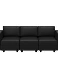 79" Black Faux Leather Modular Sofa And Storage