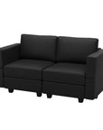 64" Black Faux Leather Loveseat With Storage