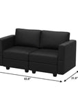 64" Black Faux Leather Loveseat With Storage