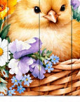 46" Orange Black And White Solid Wood Welcome Peeps Easter Porch Sign