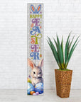 46" Lime Green Blue And White Solid Wood Happy Easter Porch Sign
