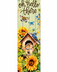 36" Dark Brown White And Yellow Solid Wood Oh Hello There Porch Sign