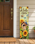 36" Dark Brown White And Yellow Solid Wood Oh Hello There Porch Sign