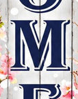 46" Dark Blue Pink And White Solid Wood Welcome To Our Home Porch Sign