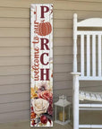 46" Burgundy White And Orange Solid Wood Welcome To Our Porch Porch Sign