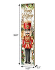 36" Gold Red White And Green Solid Wood Happy Holidays Christmas Nutcracker Porch Sign