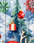 36" Sky Blue Red White And Green Solid Wood Merry & Bright Santa Porch Sign