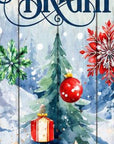 36" Sky Blue Red White And Green Solid Wood Merry & Bright Santa Porch Sign